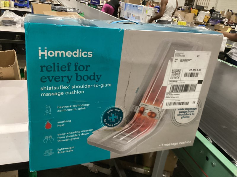 Condition photo showing Good Condition for homedics shiatsuflex back massage cushion with heat, advanced shiatsu therapy, flextrack technology, deep-kneading for pain relief in back, shoulders & leg muscles, lightweight & portable