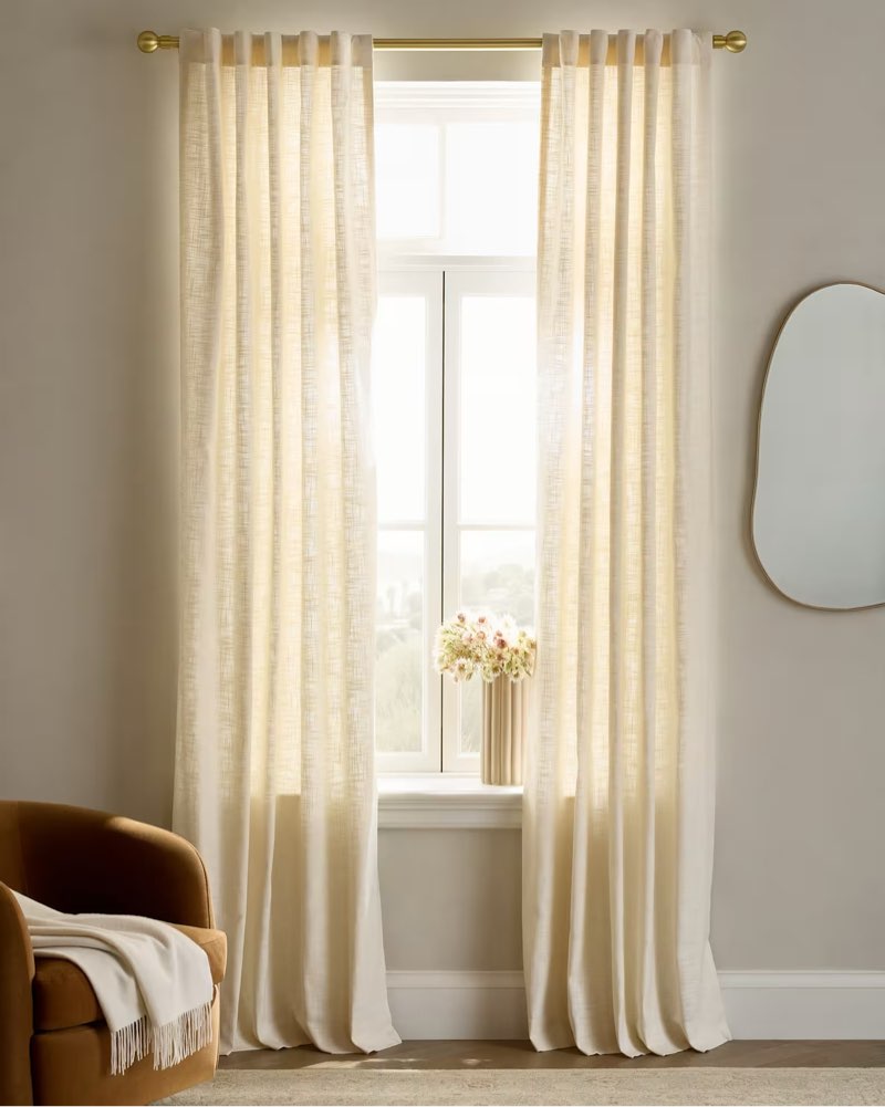 quince textured cotton curtain 48x84in ivory
