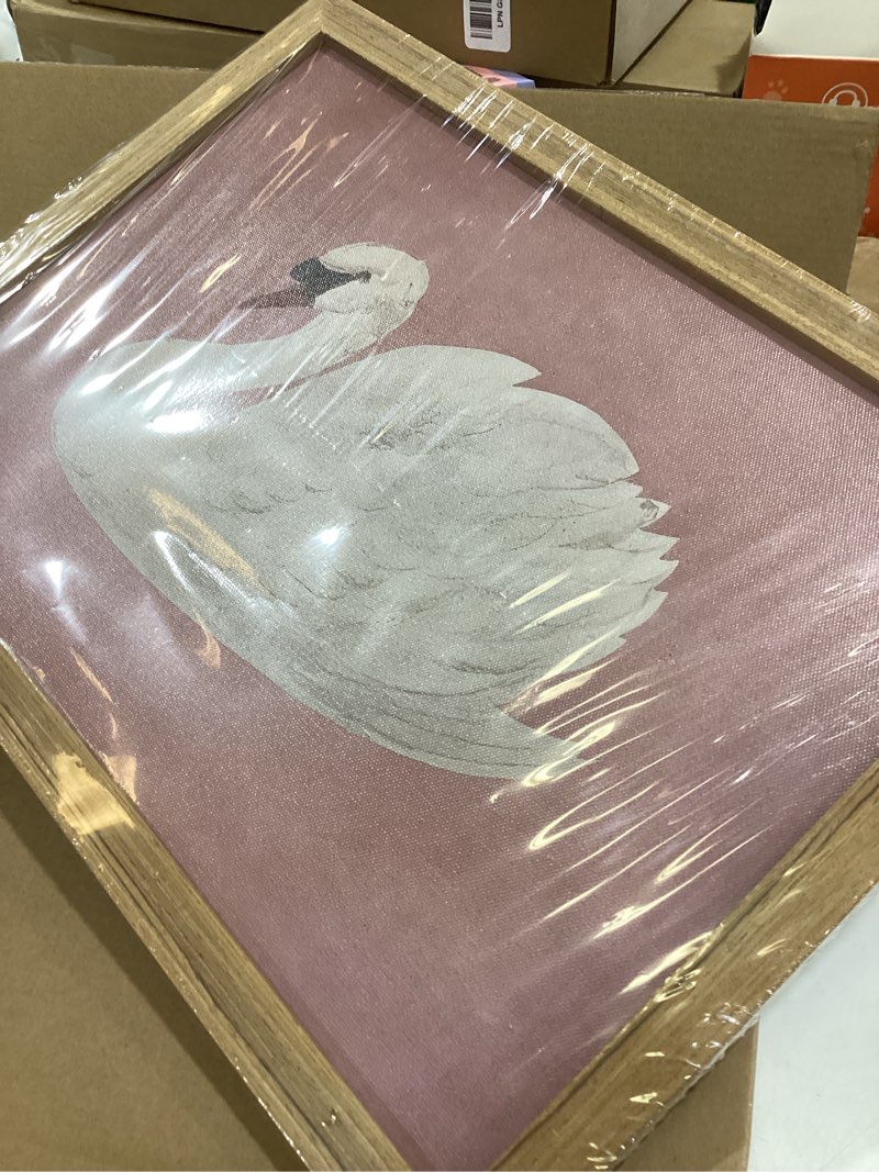 Condition photo showing Good Condition for framed wall art vintage wall decor pink swan pictures retro animal canvas art rustic aesthetic paintings farmhouse artwork for bedroom living room kitchen pink swan framed 10\"l x 8\"w