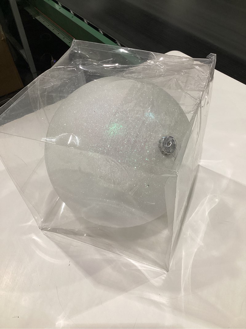 Condition photo showing New/Like New for 10" Large Christmas Balls Christmas Tree Decoration Ornaments Shatterproof Glitter Christmas Hanging Balls for Christmas Tree Party Wedding Indoor Outdoor Holiday Decoration(White, 10inch-1pcs) White 10inch-1pcs