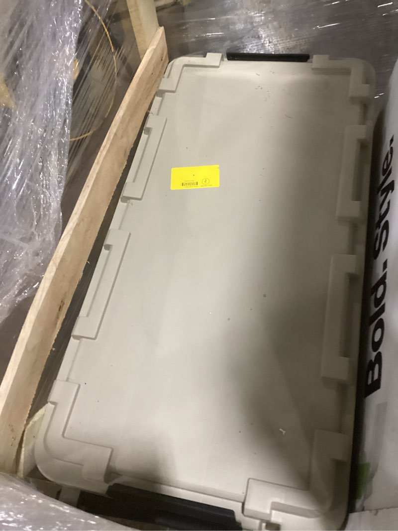 Condition photo showing Good Condition for Project Source Large 42.3 -Gallons ( 169 -Quarts ) Khaki Yellow/Solid Heavy Duty Rolling Stackable