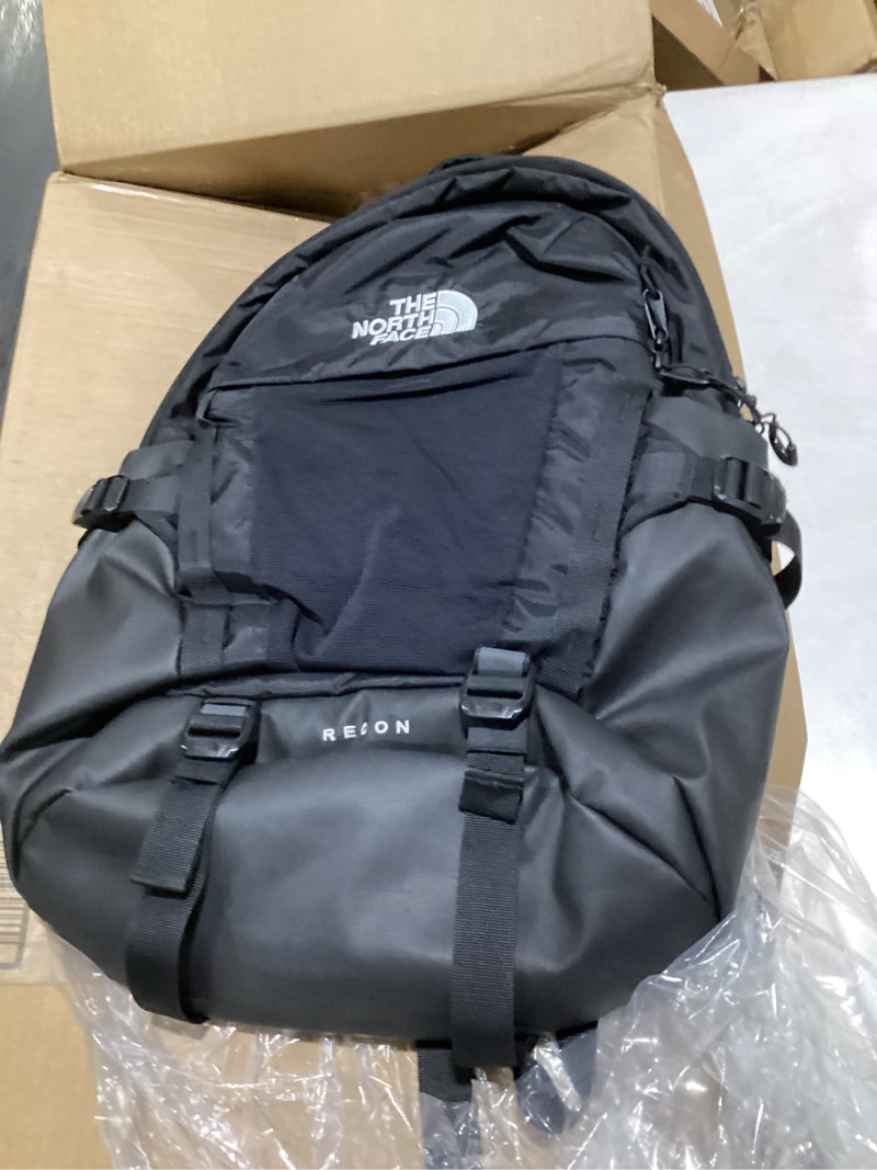 Condition photo showing New/Like New for ** as is ** (zippers busted ) the north face recon everyday laptop backpack - daypack, water repellent, laptop sleeve, 2 water bottle pockets, tnf black/tnf black-npf, one size 30l tnf black/tnf black-npf