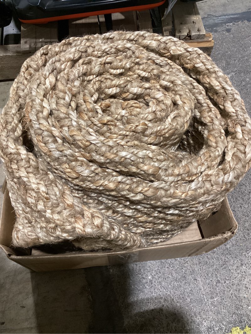 Condition photo showing Good Condition for safavieh natural fiber collection area rug - ivory & natural, handmade boho farmhouse rustic jute & cotton jute, ideal for high traffic areas in living room, bedroom (rectangular) ivory/natura