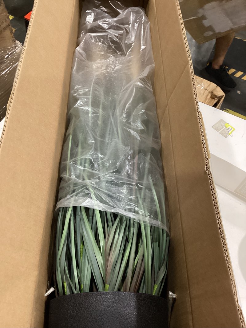 Condition photo showing Good Condition for florafairy 3ft onion grass, artificial plant and greenery, fake floor plants indoor outdoor, faux horsetail reed grass with 7 feathery flower heads, potted, house decorative