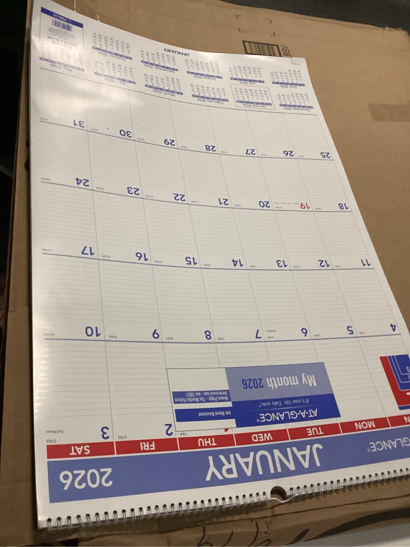 Condition photo showing As Is for AT-A-GLANCE 2026 Wall Calendar, 20" x 30", Extra Large (PM42826) 2026 New Edition 20"W x 30"H