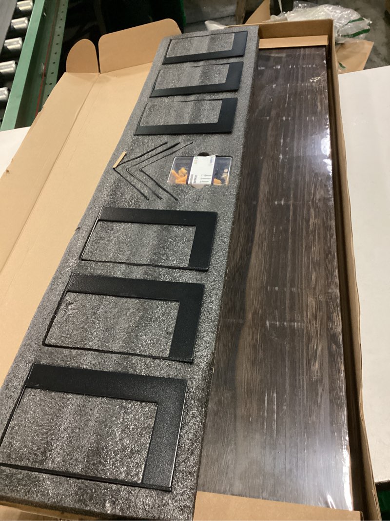 Condition photo showing Good Condition for Floating Shelves for Wall 36 Inches Long 8 Inch Deep, Large Wall Book Shelves for Bedroom, Rustic Wood Hanging Bookshelf for Living Room Office Kitchen Closet Organizers and Storage - Set of 3 Rustic Brown