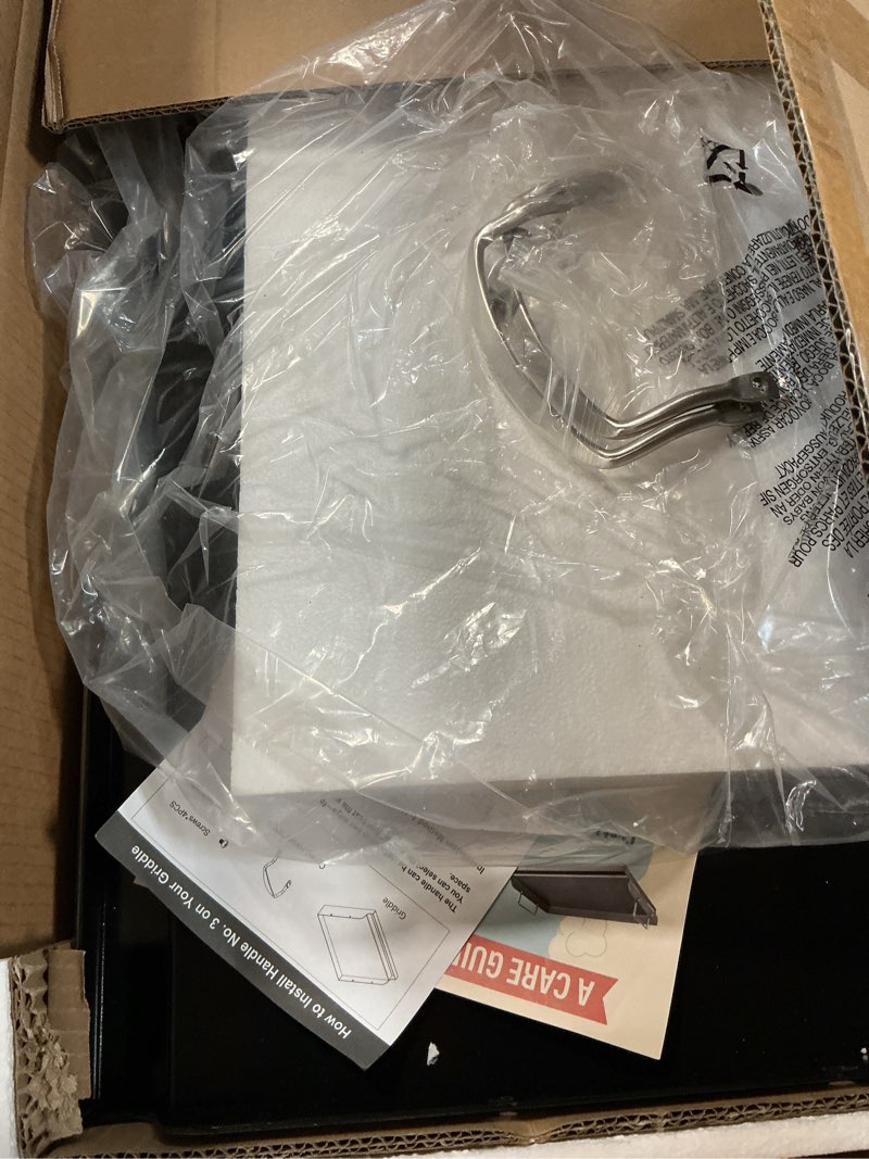 Condition photo showing New/Like New for utheer 25" x 16" ceramic nonstick stainless steel griddle for gas grill, charcoal, large stove top griddle, non-toxic, pfas/pfoa/ptfe free, oven up to 500°f, for bbq, camping & kitchen, black stainless steel 25" x 16" x 2.6"