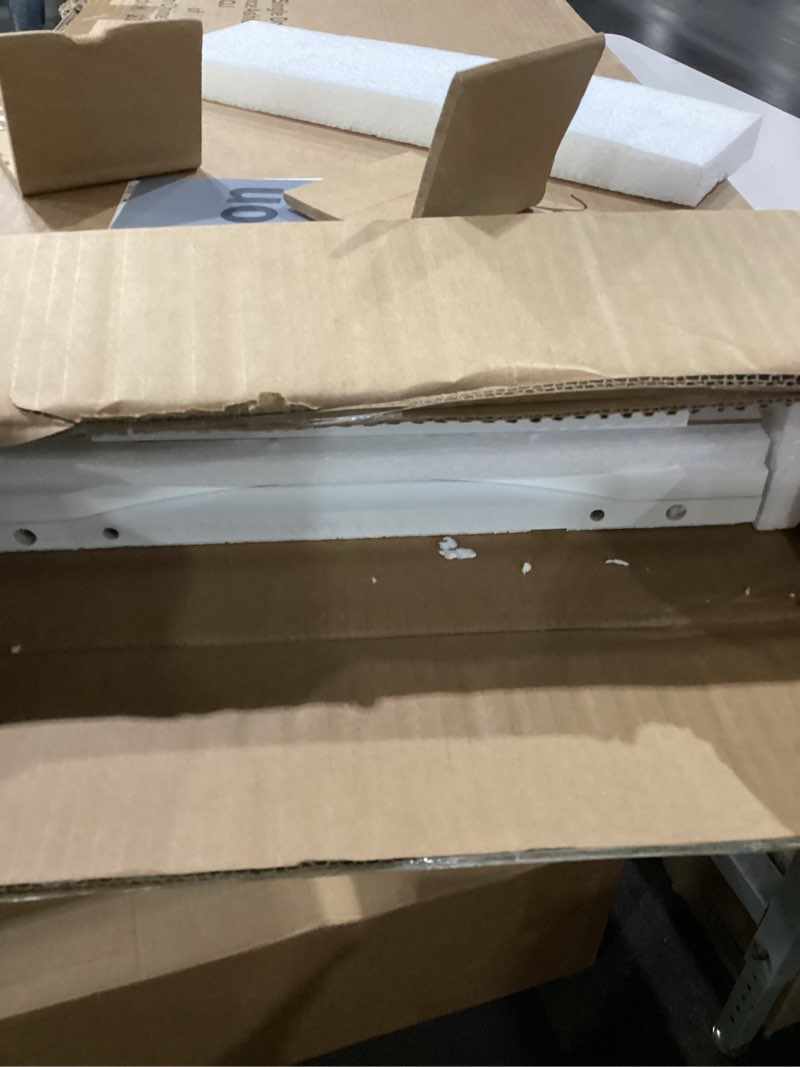 Condition photo showing As Is for RiverRidge Ashland Slim Linen Cabinet - White - Narrow Cabinet for Bathroom Slim Storage with 2 Adjustable Shelves for Small Spaces