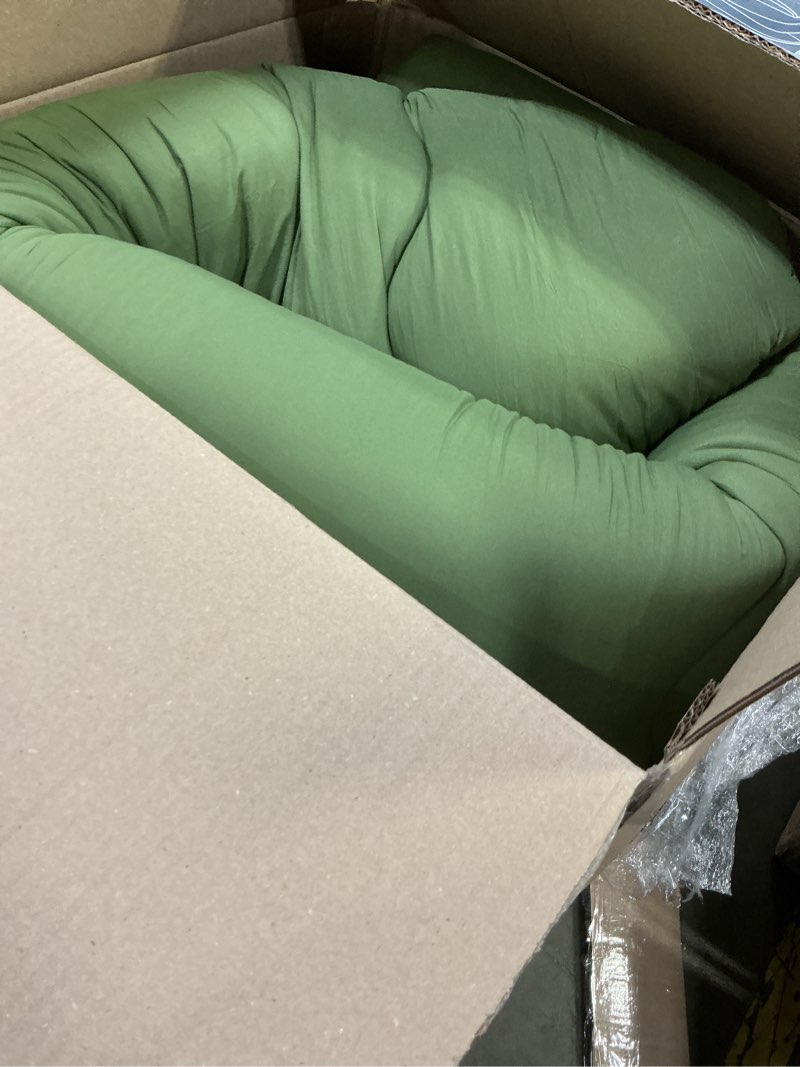 Condition photo showing As Is for japanese floor mattress, futon mattress with portable storage bag and washable cover, roll up thick tatami mat suitable for camping, guest room, green, full full (80"l x 54"w) green ( 4"th + dust cover ?