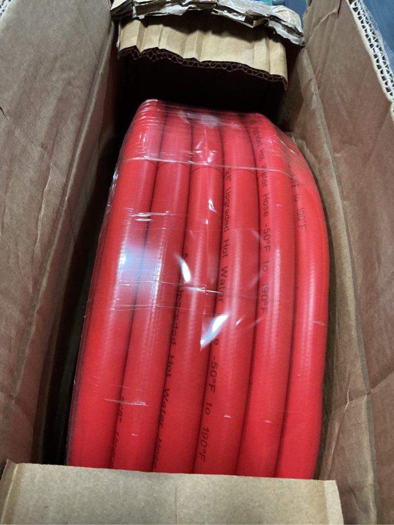 Condition photo showing New/Like New for garden hose 100 ft x 5/8” hot/cold water hose,-50°f to 190°f,burst 600psi flexible & lightweight upgraded rubber hoses,3/4” solid fittings for all-weather outdoor lawn & garden 100ft 5/8"