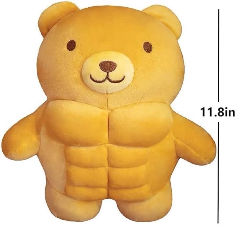 muscle teddy bear plush toy,kawaii muscle bear stuffed animal soft stuffed plush for kids boys girls