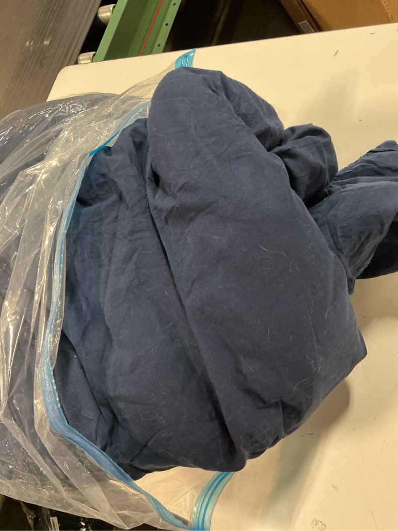 Condition photo showing As Is for bed comforter queen navy blue (no shams)