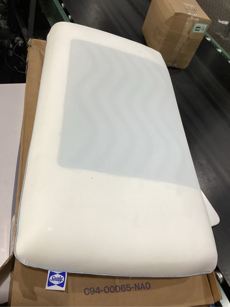 Condition photo showing Good Condition for sealy dreamlife king size memory foam cooling pillow with sealychill cooling gel, removable machine-washable cover, made in the usa, white