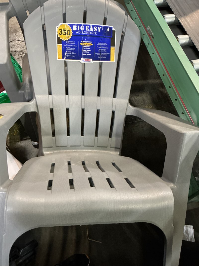 Condition photo showing Good Condition for adams patio big easy stackable charcoal resin frame stationary adirondack chair with slat seat