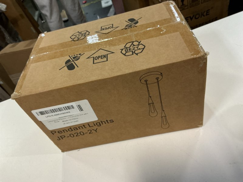 Condition photo showing New/Like New for LMQNINE Pendant Lights Kitchen Light Fixtures Dimmable LED Modern Gold Pendant Light Mini Teardrop Crystal Pendant Lighting for Kitchen Island Bedroom Hallway Entryway (2-Light)