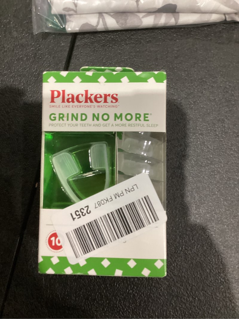 Condition photo showing New/Like New for Plackers Grind No More Night Guard, Nighttime Protection for Teeth, Sleep Well, BPA Free, Ready to Wear, Disposable, One Size Fits All, 10 Count