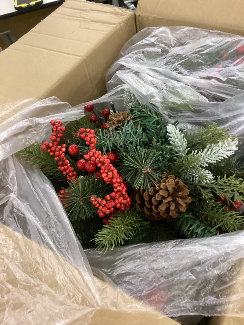 Condition photo showing New/Like New for Liliful 2 Sets Outdoor Christmas Urn Filler 18 Inch Lighted Artificial Christmas Tree, Battery Operated Pre Lit Artificial Light up Planter Filler Lighted Xmas Trees with LED Lights Timer 2 Classic