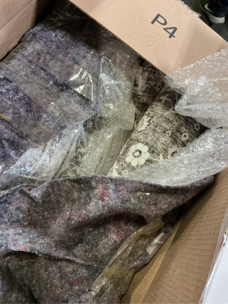 Condition photo showing As Is for Washable Oriental Hallway Runner Rug - 3x12 Rugs for Living Room Soft Carpet for Bedroom Kitchen Waterproof Floral Distressed Indoor Stain Resistant Non-Shedding Floor Carpets (Beige, 3X12) 3' x 12' (Rectangular) Beige