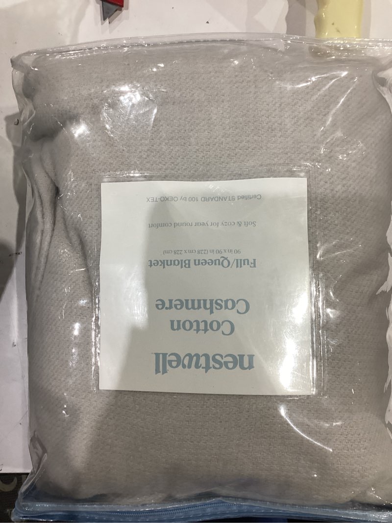 Condition photo showing As Is for Style Quarters Cashmere Bed Blankets Twin Size Beige 10% Cashmere 90% Cotton Warm Luxury Plush Cozy Soft Comfy Lightweight Twin Blanket for Bed,Sofa,Couch,Travel,Camping All Season (60x90 Inches) Beige Twin