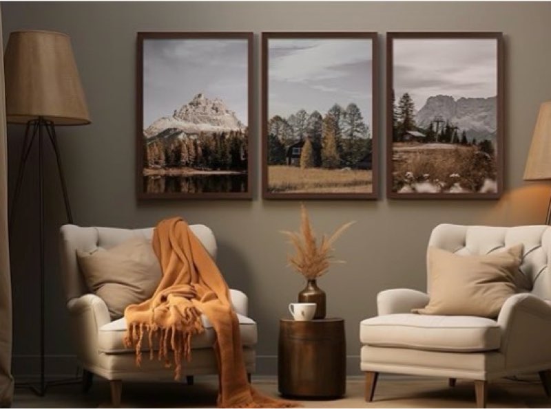 frame set of 3, dark brown wood grain 20”x24”  poster frame for gallery wall mounting (3 pack,walnut)