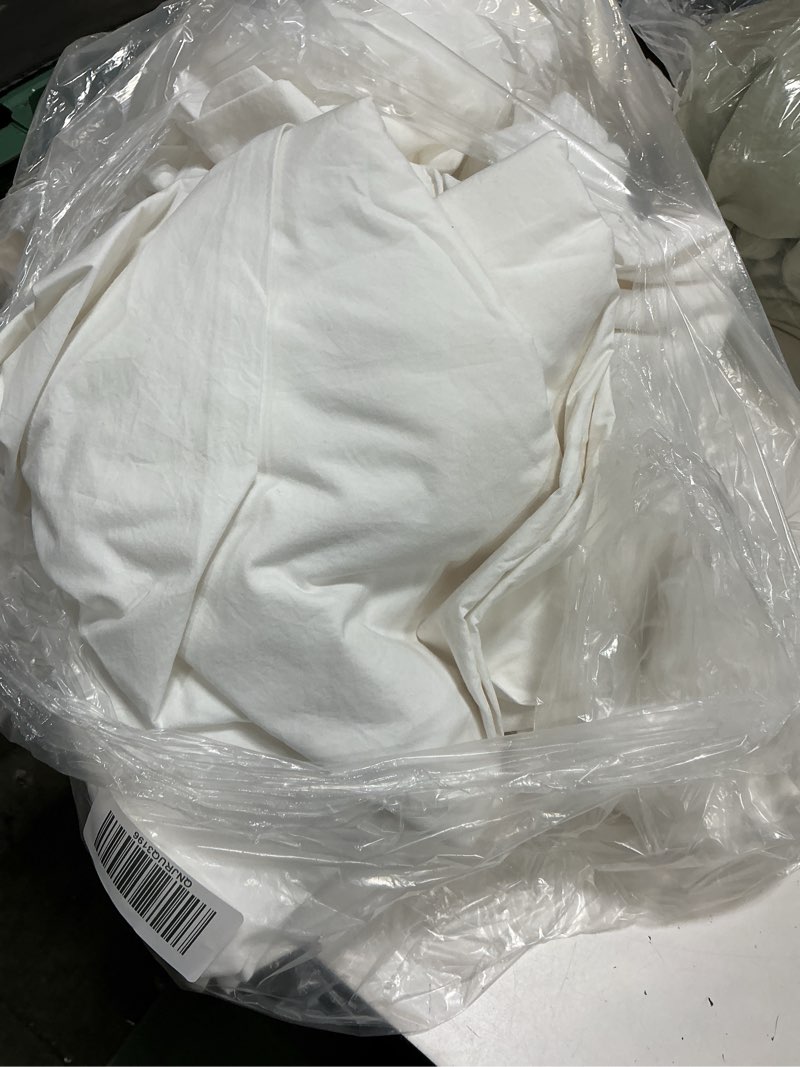 Condition photo showing As Is for organic brushed cotton deluxe bedding bundle, king, white