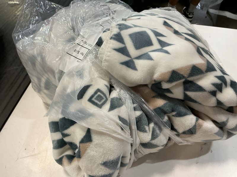 Condition photo showing As Is for wrangler - blanket, soft & reversible flannel bedding, yellowstone inspired throw blanket for couch or bed (dakota grey, 60" x 70") dakota grey 60" x 70"