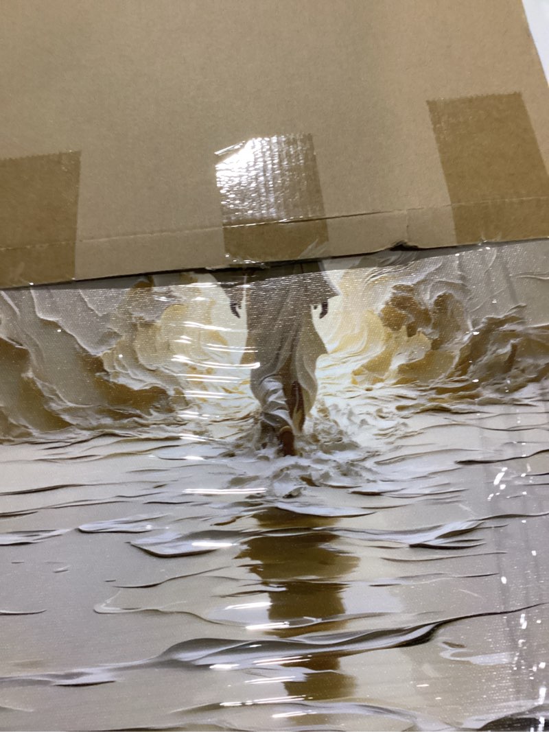 Jesus Walking on Water Canvas Wall Art Christian Footprints Jesus Wall Decor Pictures Abstract Moder