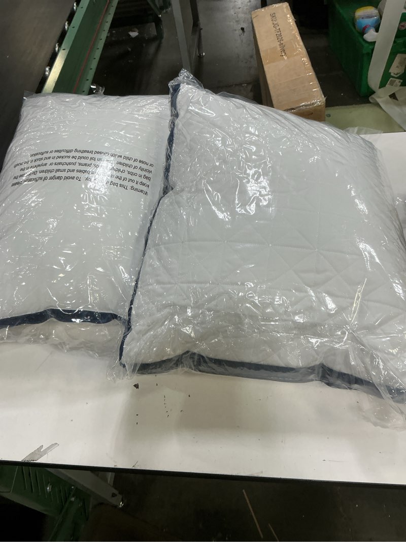 Condition photo showing Good Condition for pillows standard size set of 2 cooling hotel luxury bed pillows for sleeping 2 pack, supportive breathable down alternative gusset standard pillow for back stomach or side sleepers sapphire blue standard (pack of 2)