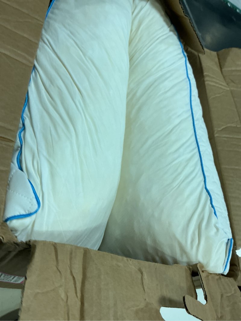 Condition photo showing As Is for yz home long body pillow for adults - firm body pillow insert with shredded white memory foam, adjustable height, soft support for side sleeping, pregnant women, washable (white, 20x54 inch) white 20x54 inch
