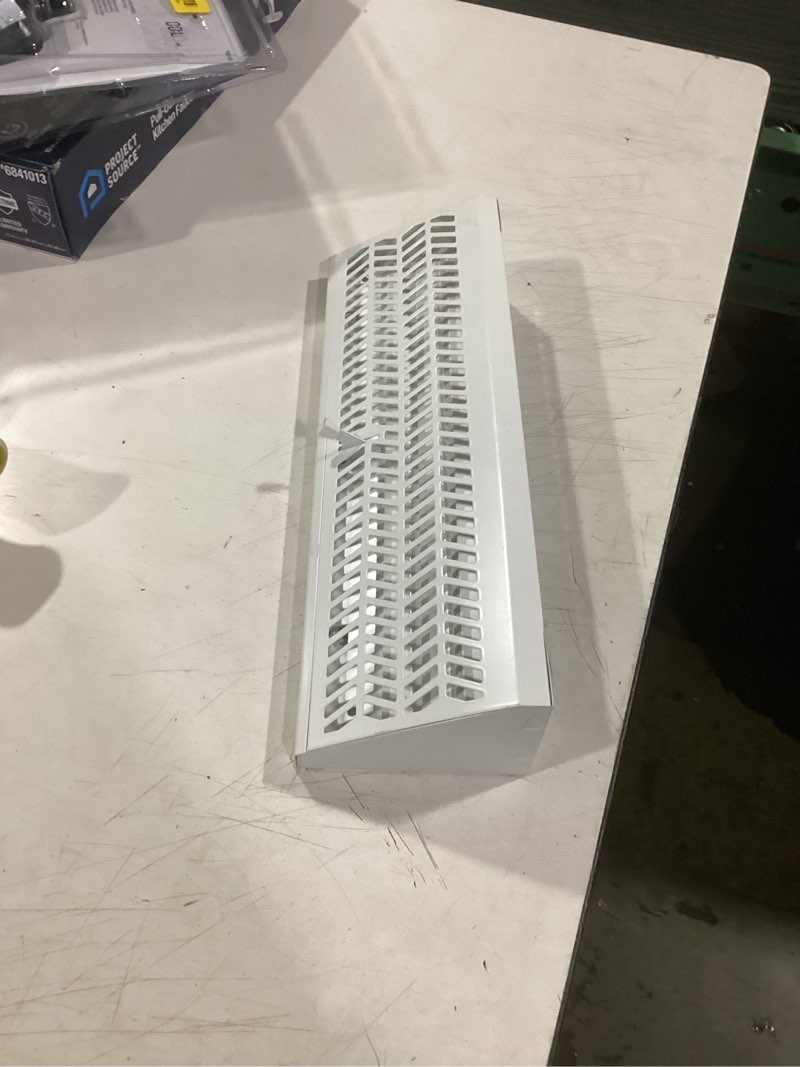 Condition photo showing As Is for blulu 2 pack 15 inch baseboard register vent baseboard vent covers heavy duty steel air diffuser with adjust lever for home floor wall duct openings hvac supply, chevron design, easy to install(white) 15 inch white 2