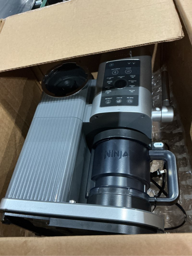 Condition photo showing As Is for (incomplete, missing parts)ninja creami scoop & swirl ice cream maker, soft serve desserts, sorbet, milkshakes, frozen yogurt and more, 13-in-1 programs, includes handle and two 16 oz 2-in-1 pints, nc701 creami swirl