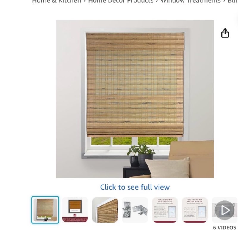 arlo blinds sheer bamboo roman shades with valance - tuscan, 34.5" w x 60" h - light filtering cordless blinds for interior windows - real natural bamboo material - mounting hardware included