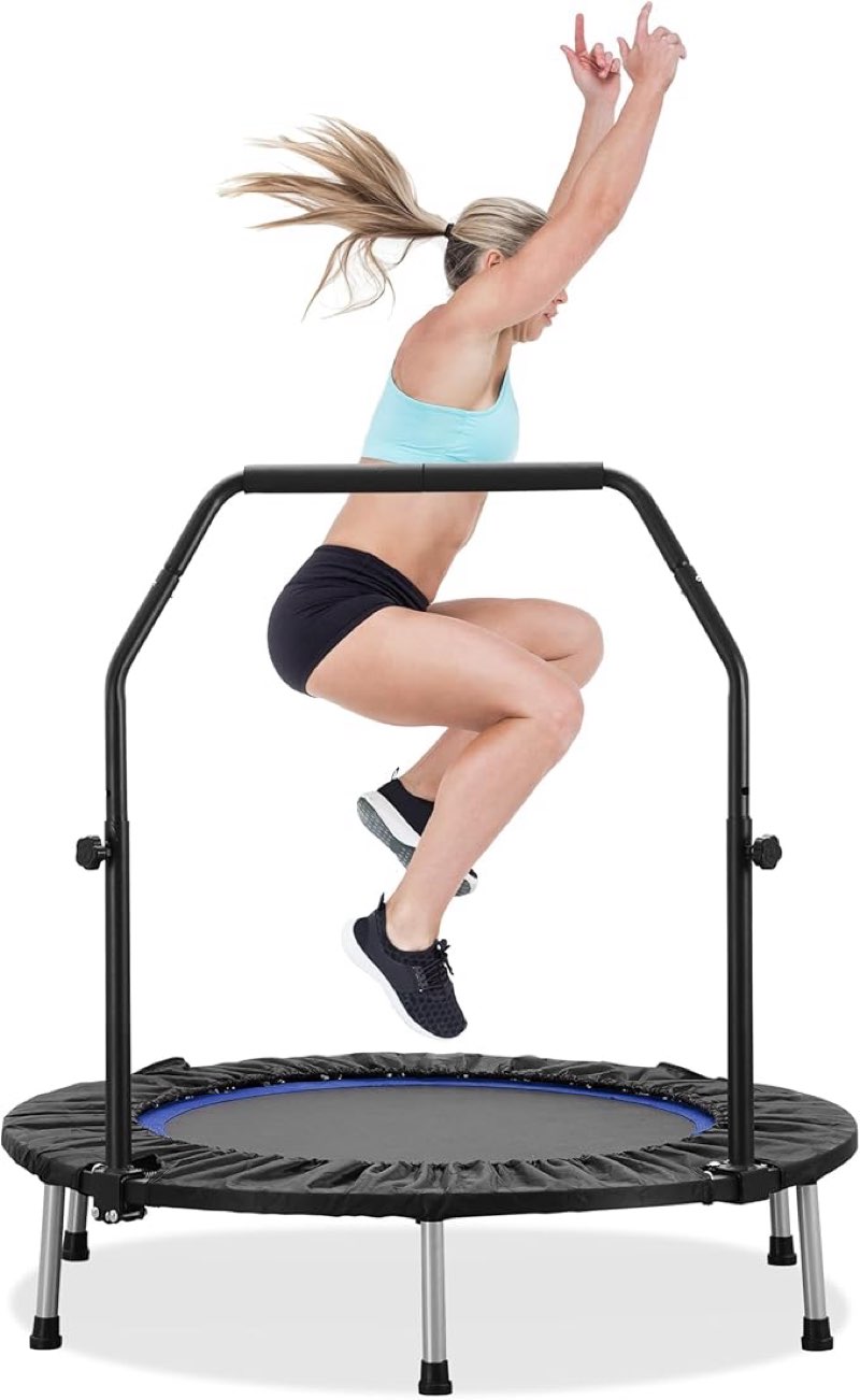 HYD-Parts 40" Foldable Mini Trampoline for Adults and Kids Exercise Rebounder with Handle Fitness Trampoline Jumping Workout Max Load 330lbs