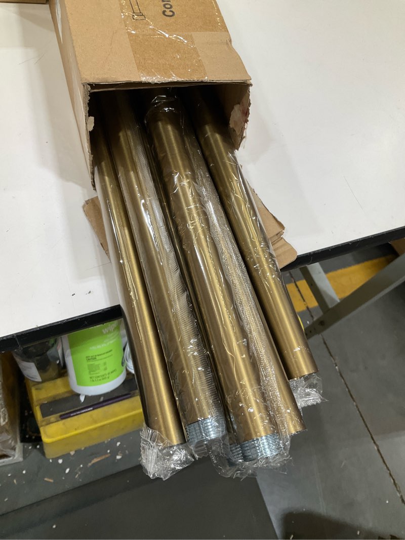 Condition photo showing Good Condition for Warm Gold Curtain Rods for Windows 66 to 120 Inches Adjustable Length Heavy Duty 1\" Diameter Brass Window Curtain Rod with Solid Metal Finials for Outdoor Farmhouse Bedroom Kitchen Living Room Warm Gold 16\"-120\"|1 Pack