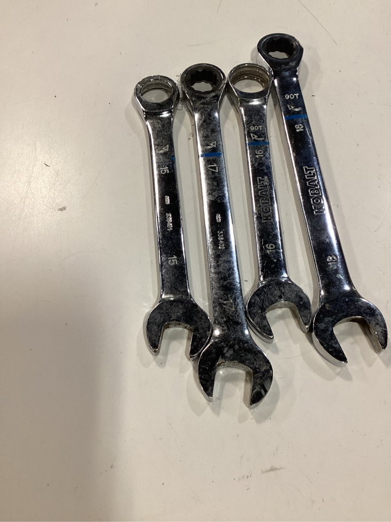 Condition photo showing Good Condition for kobalt 4-piece polished chrome standard (sae) wrench set size (18) (17) (16) (15)