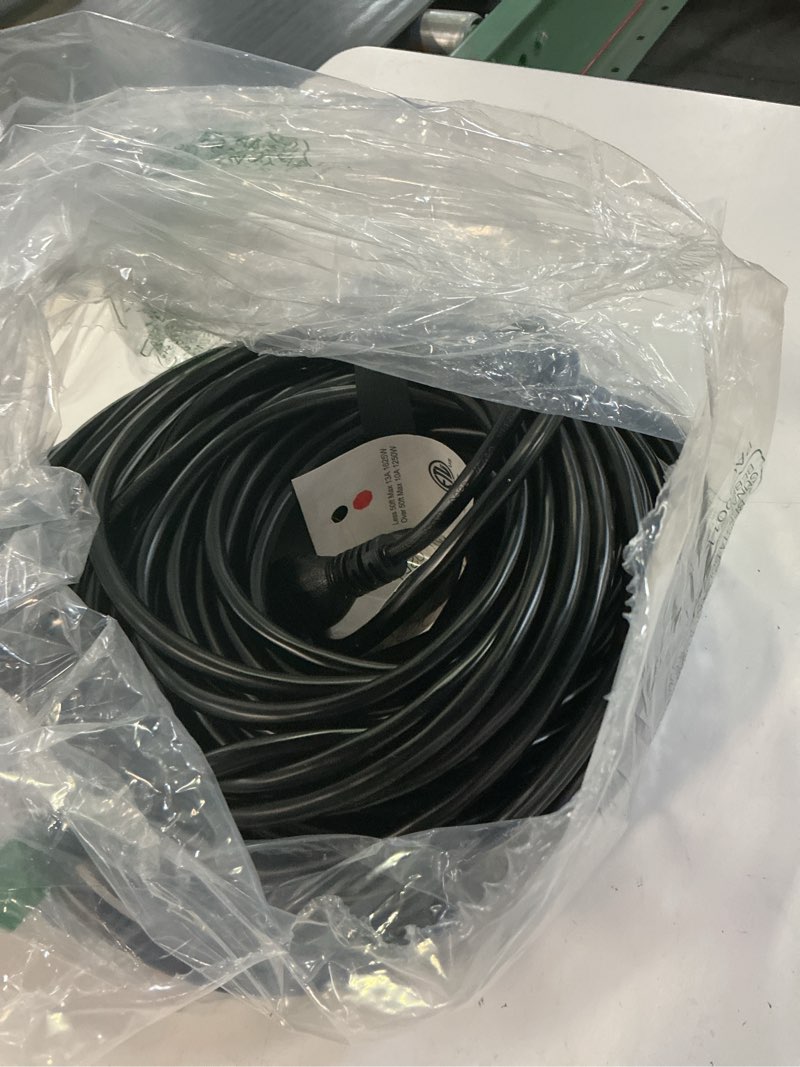Condition photo showing Good Condition for 16/3 10a 125v 1250w 100 ft outdoor extension cord waterproof, weatherproof & flame retardant black 3 prong power cord outside for lawn & garden, sjtw etl listed