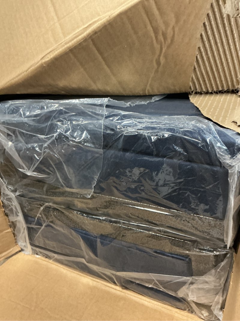 Condition photo showing Good Condition for SPORT BEATS Stadium Seats with Back Support Bleacher Chairs with Back and Cushion Thick Padded Bleacher Seats Includes Shoulder Strap Navy Blue 2pcs Regular - 17" W x 12" D x 16.5" H Regular - 17"W x 12"D x 16.5"H Navy Blue 2