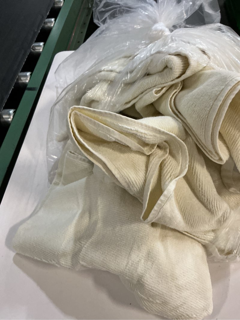 Condition photo showing As Is for quince turkish ribbed quick dry bath towel bundle, one size, ivory 3pcs