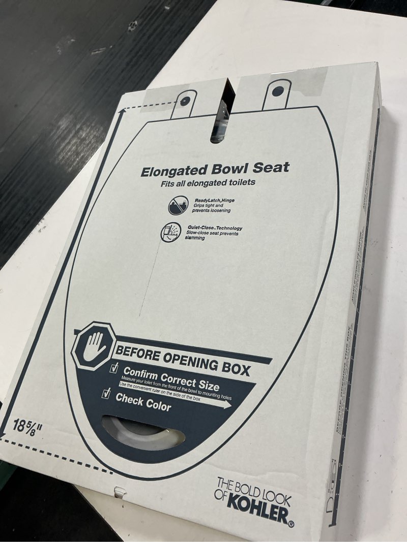 Condition photo showing New/Like New for kohler cachet® nightlight soft close toilet seat elongated, readylatch®, grip-tight hardware, white white elongated night light
