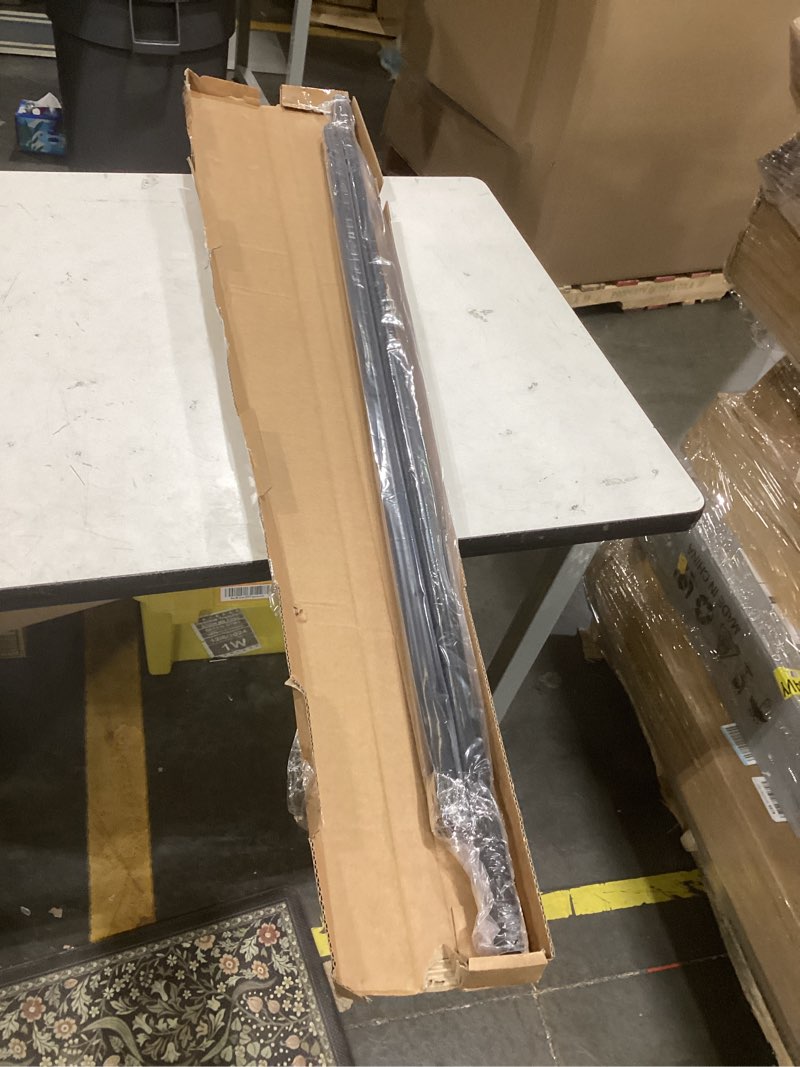 Condition photo showing As Is for ivilon curtain rod for windows 72 to 144 inch – 1 inch telescoping drapery rod, 3 long sections, end cap finials, black