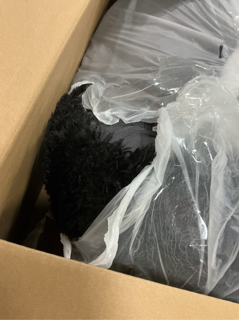 Condition photo showing As Is for Bedsure Calming Dog Bed for Large Dogs - Donut Washable Large Pet Bed, 36 inches Anti-Slip Round Fluffy Plush Faux Fur Dog Bed, Fits up to 80 lbs Pets, Black 36"L x 36"W x 10"Th Black