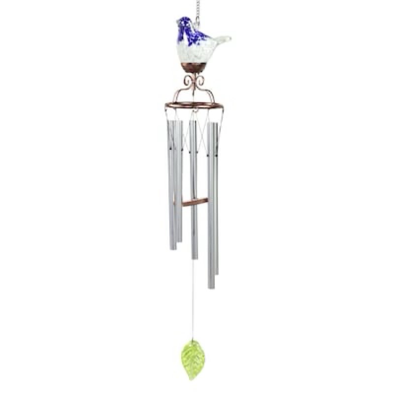 exhart 44.02-in blue metal solar wind chime
