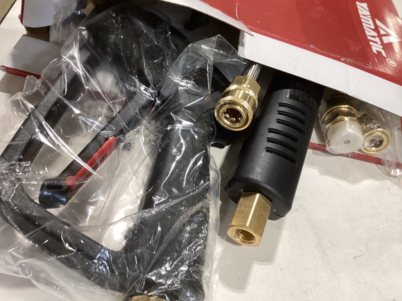 Condition photo showing Good Condition for yamatic pressure washer gun wand with swivel 3/8" plug & m22 coupler, stainless steel extension lance replacement for ryobi, simpson, craftsman power washer for foam cannon car wash, 4000 psi solid brass long gun