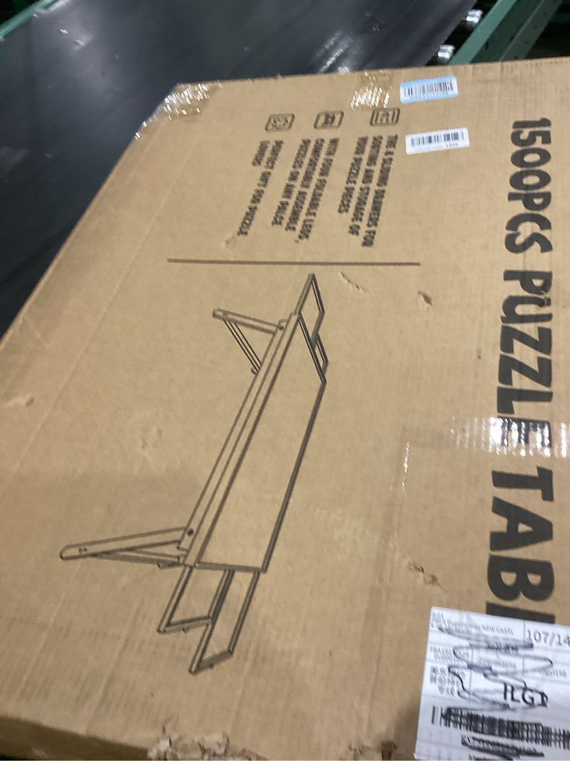 Condition photo showing As Is for Yacona Puzzle Board 1500 Pieces,34.3”x 26” Jigsaw Puzzle Table with Folding Legs,4 Drawers and Cover,Portable Board Game Table for Adults and Teens with No Installation Required