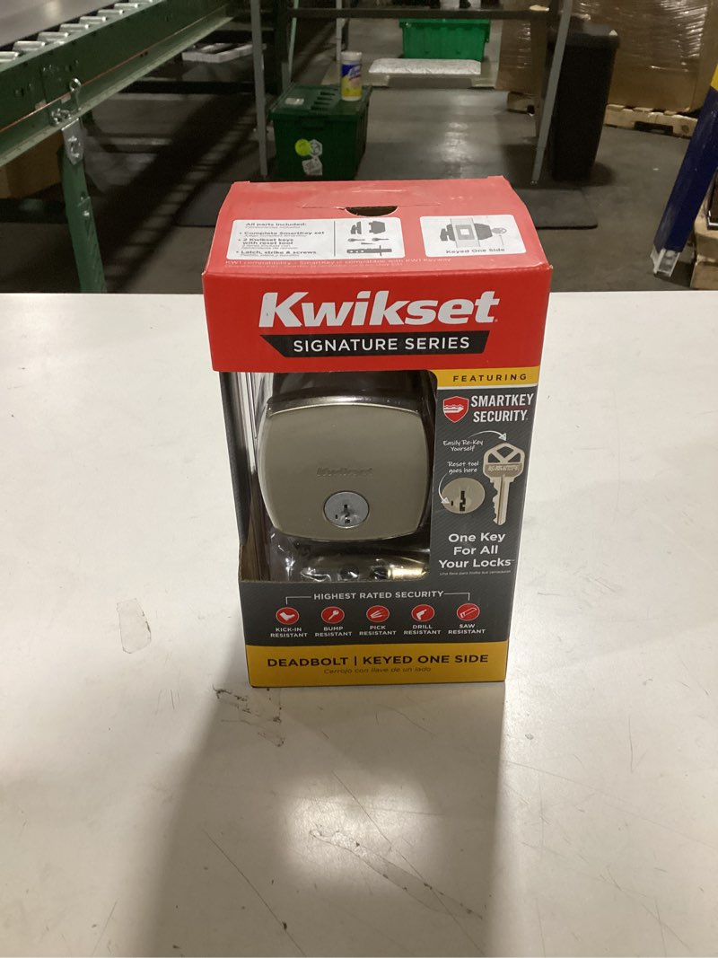 Kwikset Signature Series Shelburne Satin Nickel Exterior Single-Cylinder Deadbolt and Keyed Entry