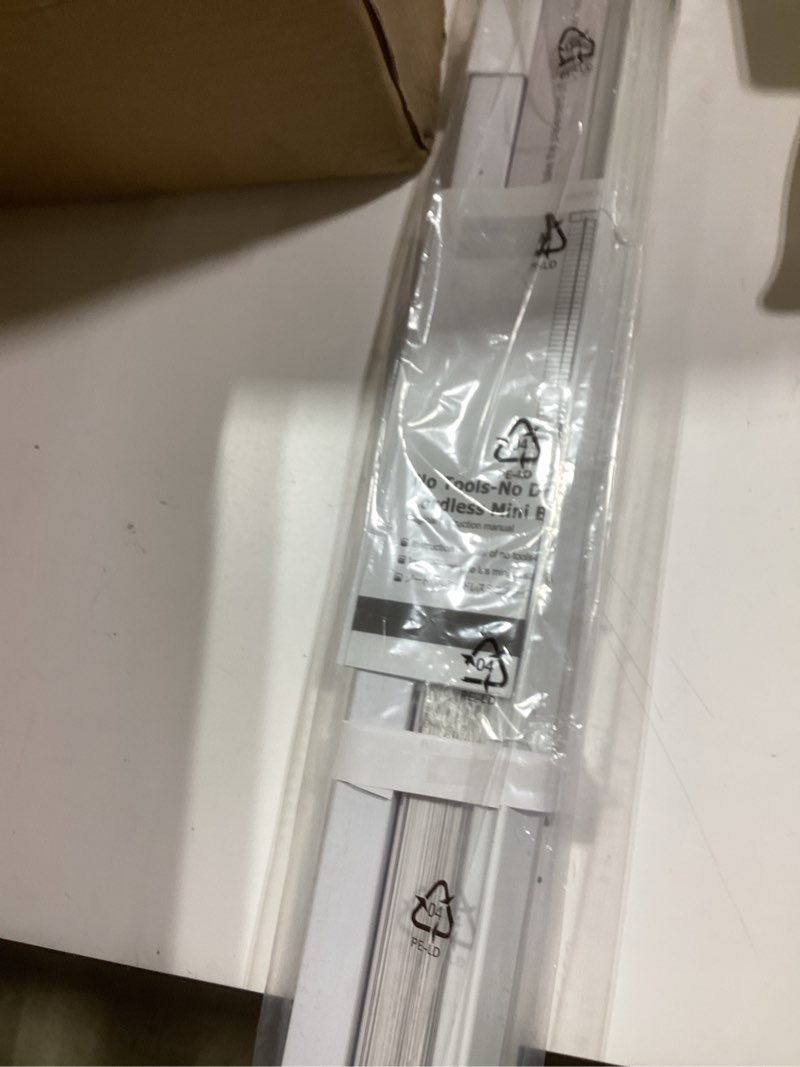 Condition photo showing New/Like New for LazBlinds No Tools No Drill 1" Vinyl Mini Blinds, Cordless Blinds for Windows, Light Filtering Horizontal Window Blinds & Shades, 44" W x 48" H, White Cordless-white 44" W x 48" H