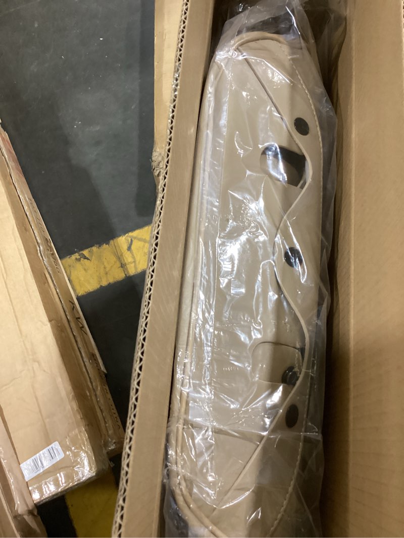 Condition photo showing Good Condition for huidasource beige front seat cover, nappa leather front car seat cover with lumbar support, ventilation holes, elastic fabric, airbag, full-coverage seat covers, fit for most cars suv trucks, beige f# beige 2pcs front pair
