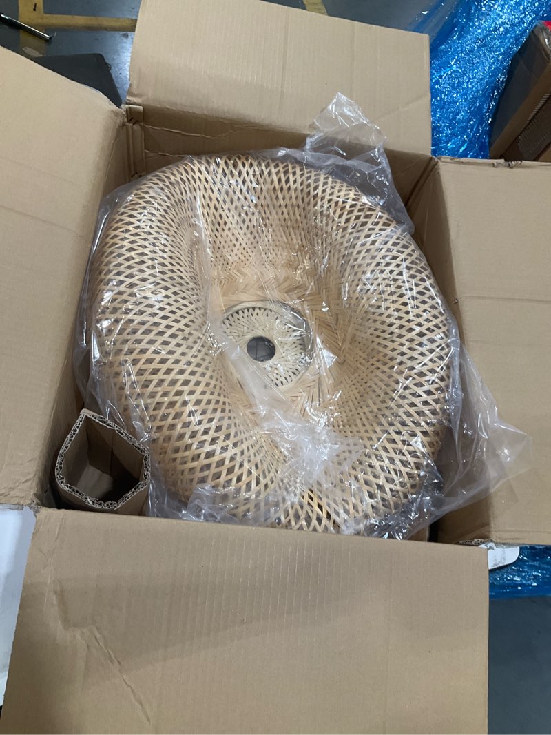 Condition photo showing Good Condition for 23.62" bamboo light shade,hand-woven bamboo rattan hanging lamp shade wicker chandelier shade,for dining living bedroom kitchen farmhouse 1-pack bamboo 23.62 in 1-pack