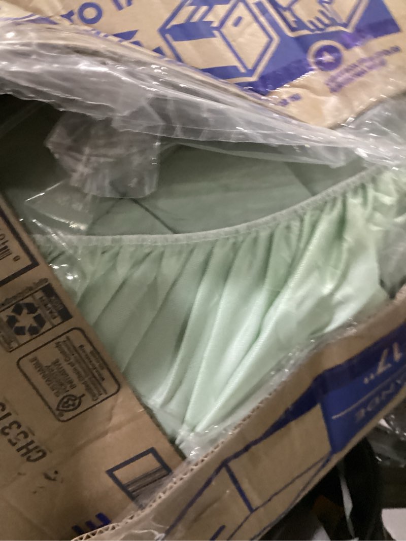 Condition photo showing As Is for dual layer 3 inch memory foam mattress topper king size, 2 inch gel memory foam plus 1 inch cooling pillow top mattress pad cover, with 8-21 inch deep pocket, green king dual layer green