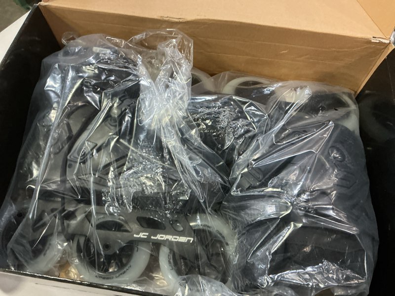 Condition photo showing Good Condition for Inline Skates for Women Men, 3 Wheels 110mm Roller Skates Blades with Durable Outer Shell, Outdoor Professional Fitness Speed Racing Skates with Metal Frame for Adults Unisex Black 10.5